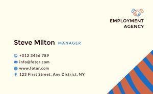 job, work, company, Employment Agency Service Business Card Template