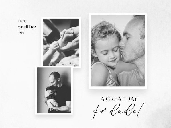 dad, family, fatherhood, Black And White Texture Father's Day Collage Photo Collage 4:3 Template