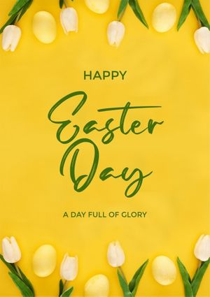 festival, celebration, celebrate, Yellow Simple Photo Easter Greeting Poster Template