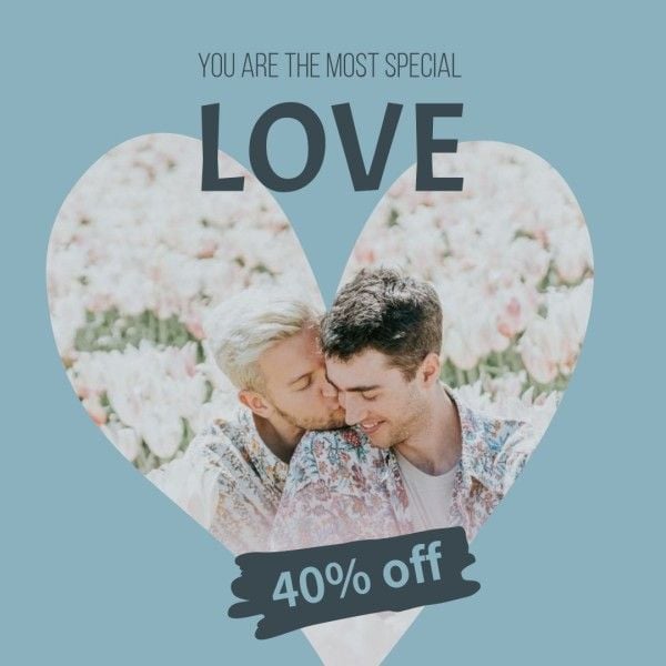 sale, discount, gift, Blue Sweert Couple Valentine's Day Ins Ad Instagram Ad Template