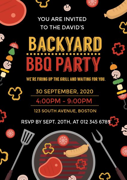 Back Yard BBQ Party Invitation