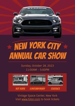 event, vehicle, transport, Vintage Annual Car Show Poster Template