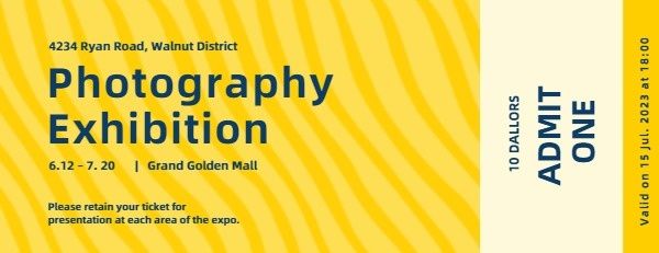 art, design, event, Yellow Photography Exhibition Ticket Template