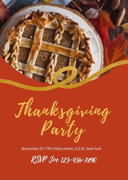 Red Thanks Giving Invitation