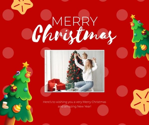 xmas, merry christmas, holiday, Red Christmas Wish Love Family Collage Facebook Post Template
