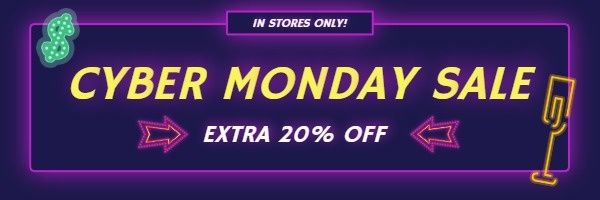 black friday, business, e-commerce, Purple Neon Cyber Monday Sale Email Header Template
