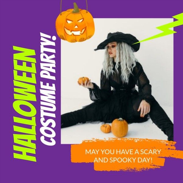 social media, festival, happy halloween, Purple Halloween Costume Party Instagram Post Template