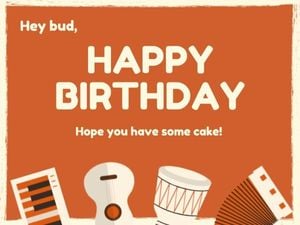 party, happy, life, Orange Birthday Card Template