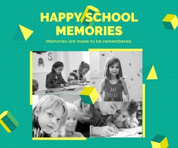 kindergarten, child, album, School Yearbook Facebook Post Template