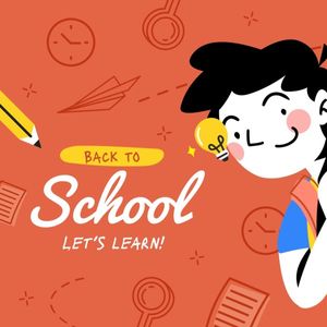 education, study, student, Orange Cartoon Back To School Instagram Post Template