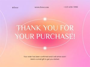 gratitude, thanks, grateful, Pink Orange Gradient Business Thank You Card Template