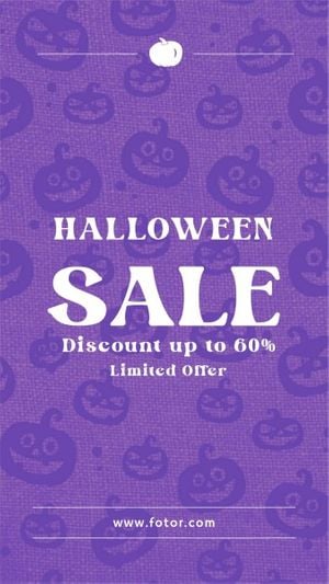 price off, instagram post, social media, Purple Halloween Sale Discount Limited Offer Instagram Story Template