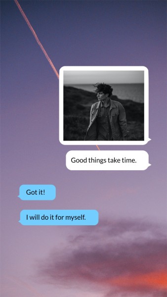 カスタマイズ可能なピンクブルーのメッセージインターフェイススマホ壁紙のテンプレート Fotorデザインツール