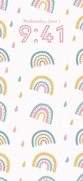 lock screen, sticker, ios16, Colorful Illustration Rainbow Pattern Phone Wallpaper Template