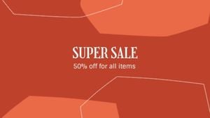 online sale, sales, discount, Red Super Sale Youtube Channel Art Template
