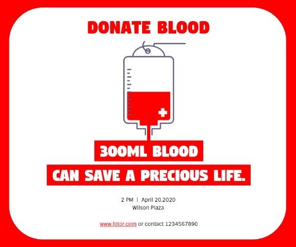 donation, charity, medical, Donate Blood Save A Life Facebook Post Template