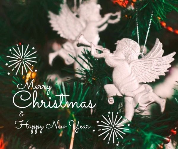 new year, angel, festival, Green Christmas Holiday Celebration Facebook Post Template