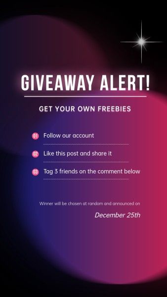 social media, instagram post, sale, Purple Black Friday Giveaway Alert Instagram Story Template