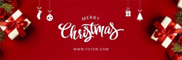 holiday, celebration, greeting, Red Simple Merry Christmas Twitter Cover Template