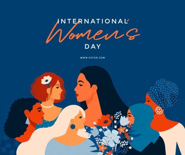 women's day, international women's day, march 8, Blue International Womens Day Facebook Post Template