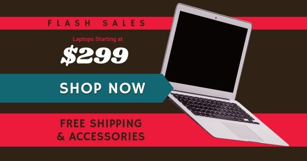 Red And Simple Laptop Sales Facebook App Ad