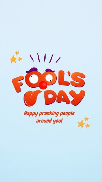 celebration, festival, greeting, Red And Blue Cartoon Illustrated  April Fools' Day Instagram Story Template