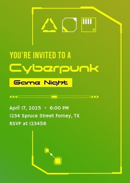 Cyberpunk 2077 Tutorial Gaming  Invitation
