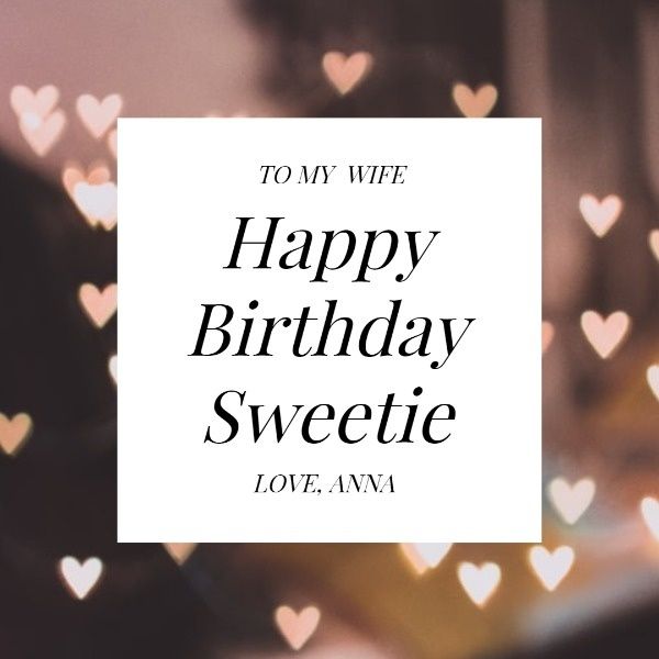 wish, shape, wife, Pink Heart Birthday Card Instagram Post Template
