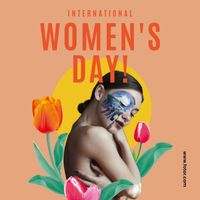 women's day, international women's day, march 8, Orange Floral Collage Montage Womens Day Instagram Post Template