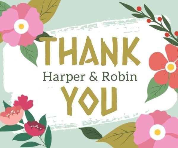 gratitude, flower, flowers, Wedding Thank You Card Facebook Post Template