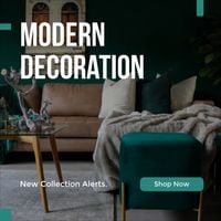 facebook ad, advertisement, ads, Dark Green Simple Modern House Decoration Business Instagram Post Template