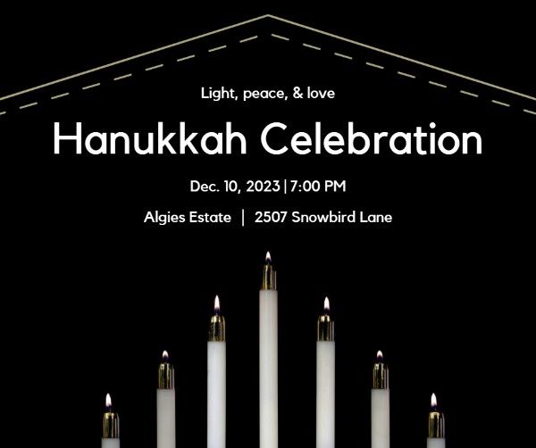 festival, holiday, hanukkah menorah, Black Hanukkah Celebration Facebook Post Template