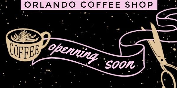 coffee shop, cafe, store, Black Coffee House Grand Opening Twitter Post Template