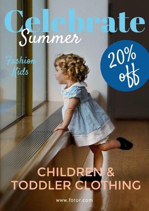 promotion, discount, online sale, Kid Clothes Sale Poster Template
