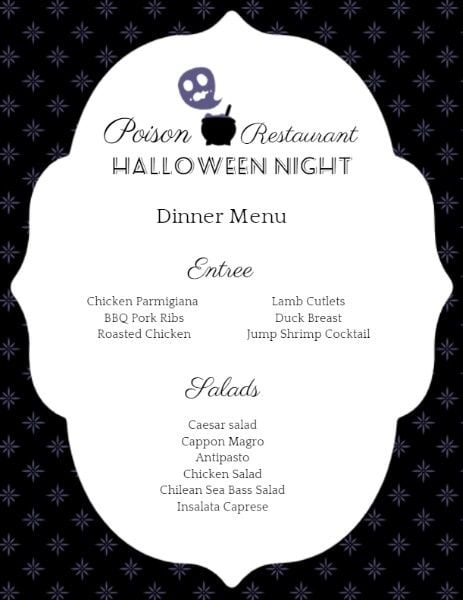 food, restaurant, sale, Black And White Halloween Special Menu Template