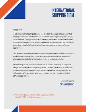 International Shipping Firm Letterdhead Letterhead