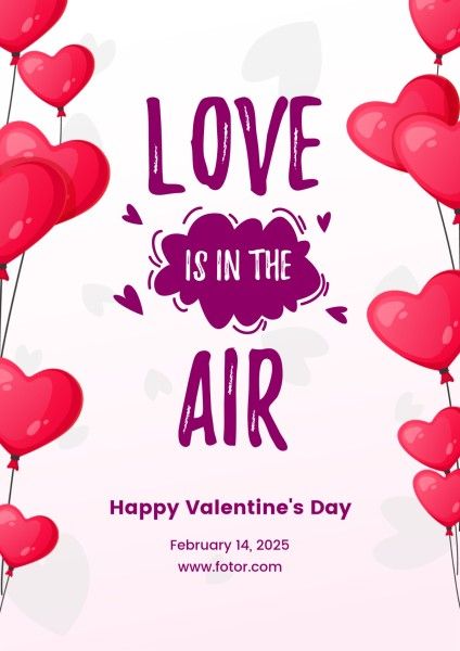 hearts, greeting, illustration, Valentine's Day Love Is In The Air Poster Template