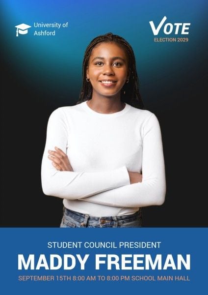 vote, democracy, competition, Dark Blue Gradient Student Council Election Campaign Poster Template
