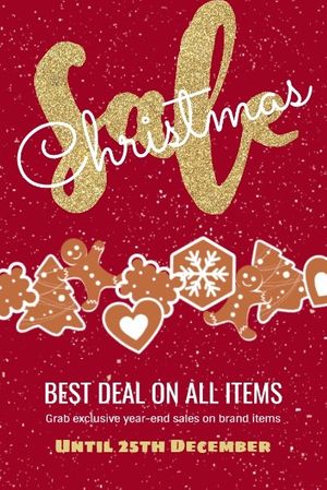cookies, festival, celebration, Red And Golden Holiday Sale Pinterest Post Template