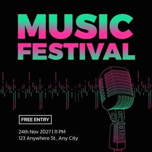 party, concert, event, Neon Modern Music Festival Instagram Post Template