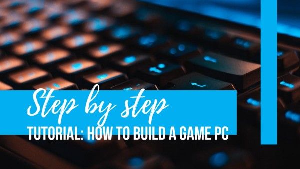 games, keyboard, social media, Blue Build Game PC Tutorial Youtube Thumbnail Template