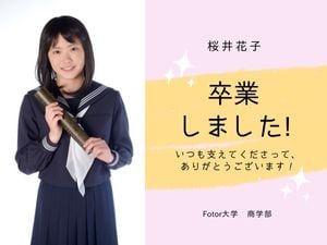 student, girl, japan, Pink And Cute Graduation Season Card Template
