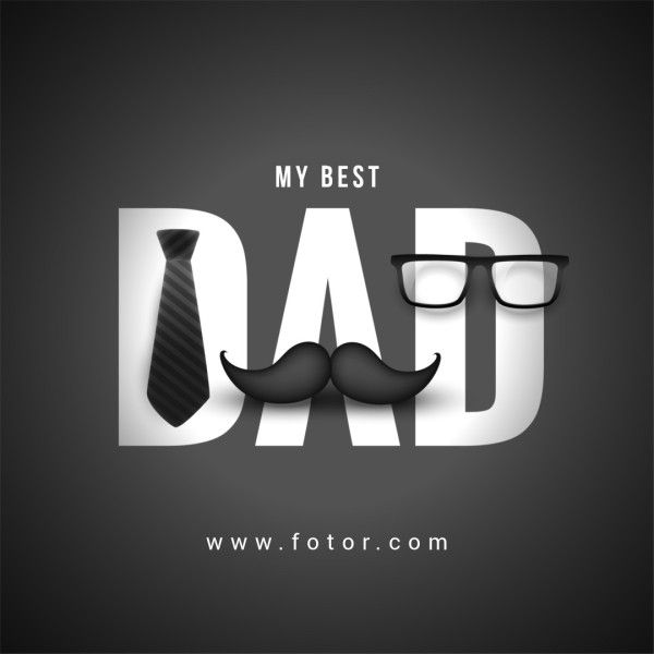 greeting, wish, blessing, Black 3D Happy Father's Day Instagram Post Template