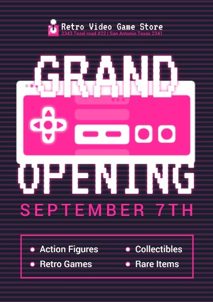 Arcade Gaming Store Opening Poster