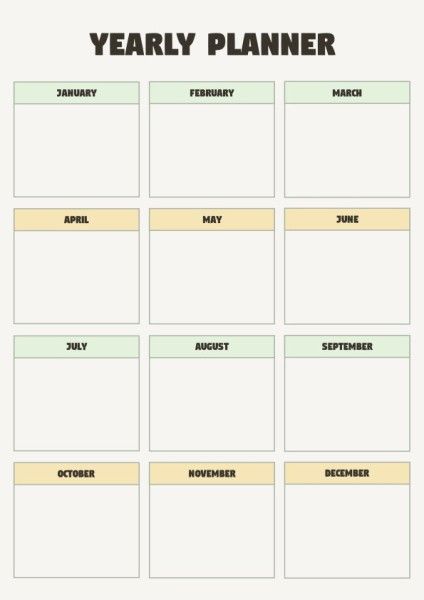 yearly planner, new year plan, note, Minimal Yearly Plan Planner Template