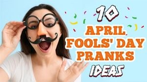 fools day, happy, Blue Simple Funny April Fools' Day Prank Youtube Thumbnail Template