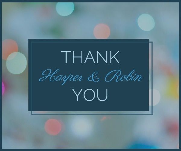 couple, romantice, marriage, Blue Wedding Ceremony Thank You Card Facebook Post Template