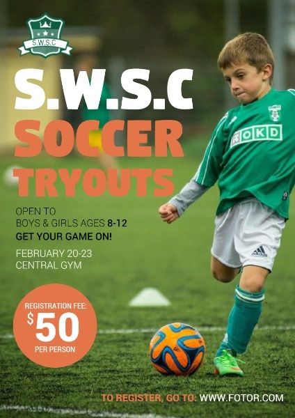 soccer tryouts, exercise, competition, Soccer Tayouts Poster Template
