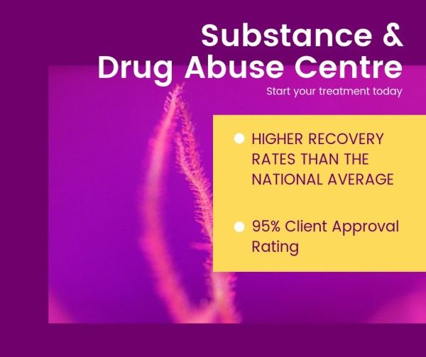 centre, business, health, Purple Substance And Drug Abuse Facebook Post Template