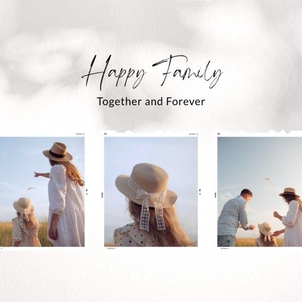 love, travel, holiday, Happy Family White Frame  Photo Collage (Square) Template